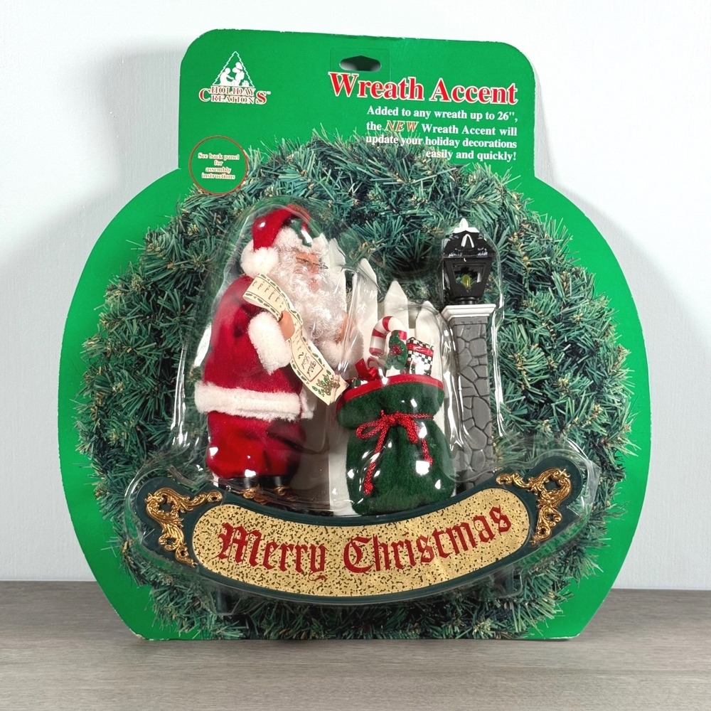 Holiday Creations Santa Wreath Accent Christmas Decoration Lamppost Toy Sack NEW